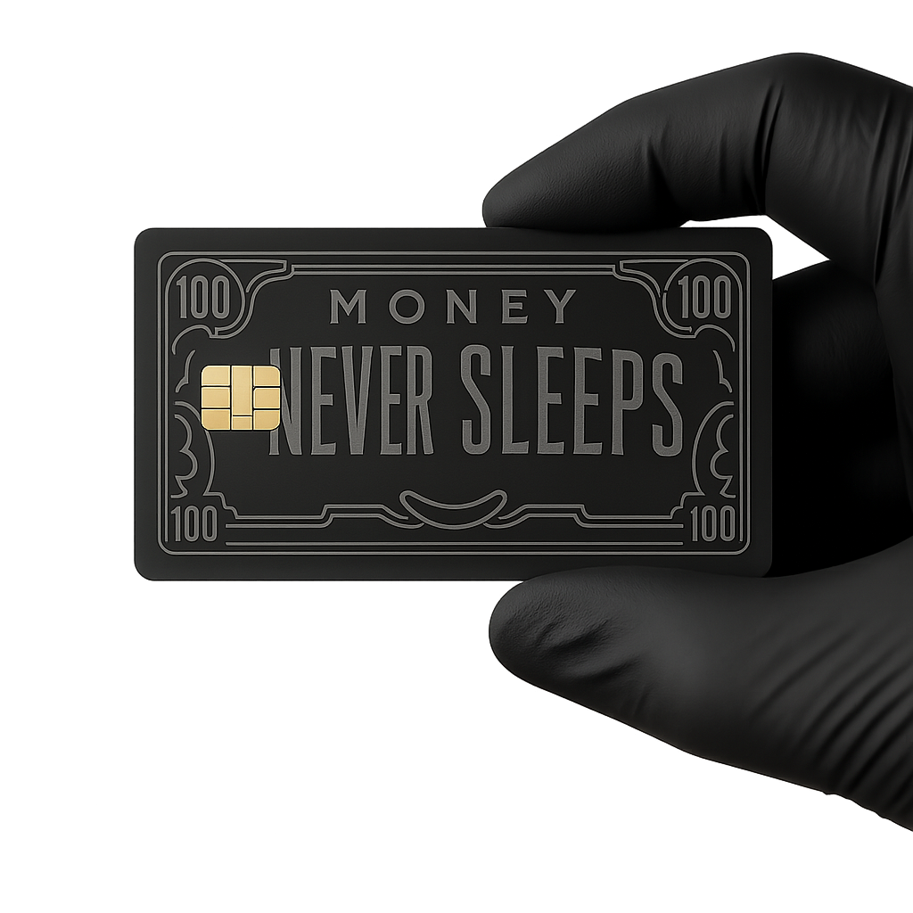 "Money never sleeps" Metalinė Kreditinė Kortelė
